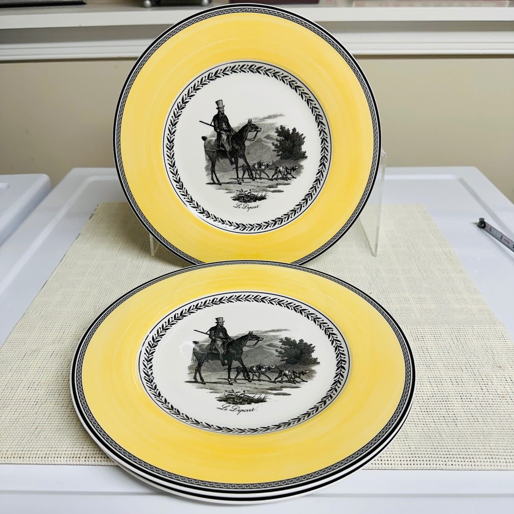 Villeroy & Boch Audun Chasse 3 Pc Dinner Plates 10.5 inch Vintage Countryside